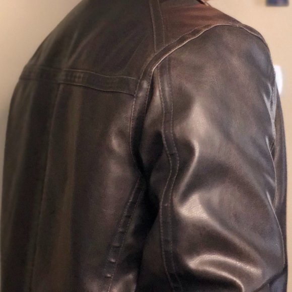 Tommy Hilfiger Leather Jacket Dark Brown Sz Medium - Picture 5 of 5